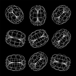 wireframe lined shapes perspective mesh 3d grid vector image