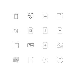 files and folders sign linear thin icons set vector image