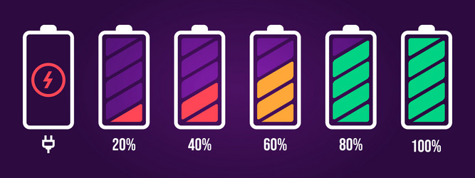 Energy level icon charge load phone battery vector