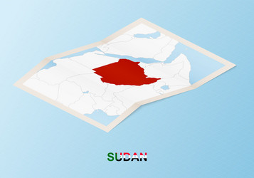 Folded paper map sudan with neighboring vector