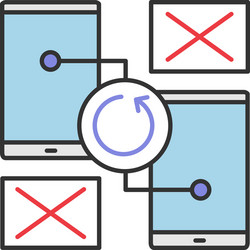 Smartphones synchronization error color icon vector