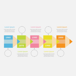 timeline infographic with colored pencil ribbon vector