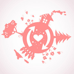 lovely earth planet eco symbol with hearts vector