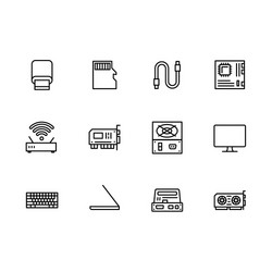 simple set symbols computer hardware vector