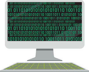 Computer with binary code screen vector