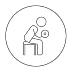 man exercising with dumbbells line icon vector image