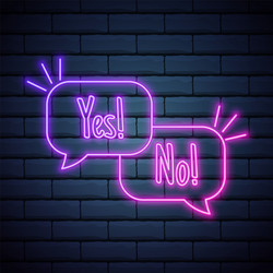 yes and no icon neon light glowing colourful vector