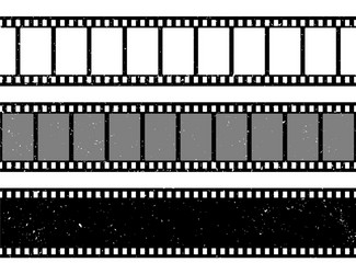 Grunge film strips collection old retro cinema vector