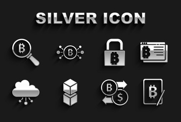 set blockchain technology bitcoin browser mining vector image