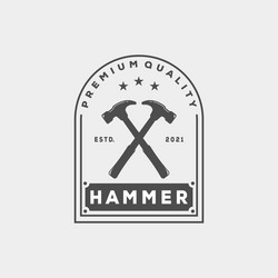 vintage minimalist hammer logo template design vector