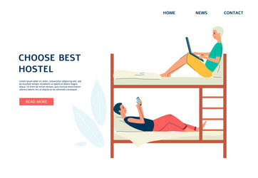 web banner interface for hostel choosing vector