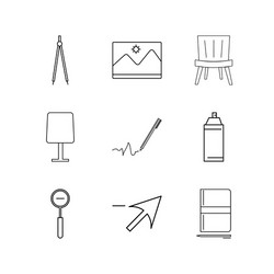 design elements linear icon set simple outline vector image