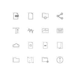 files and folders sign simple linear icons set vector image