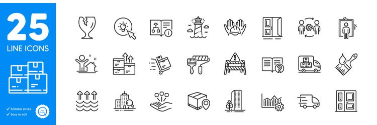 outline icons set delivery truck operational vector