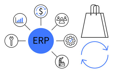 erp system elements and integration cycle vector image
