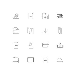 files and folders sign simple linear icons set vector