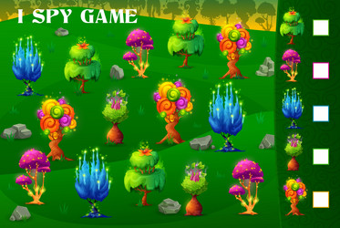 I spy game magic alien trees in fantasy forest vector