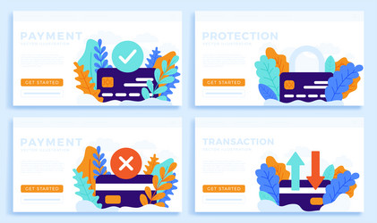 Set credit card stock for landing page vector