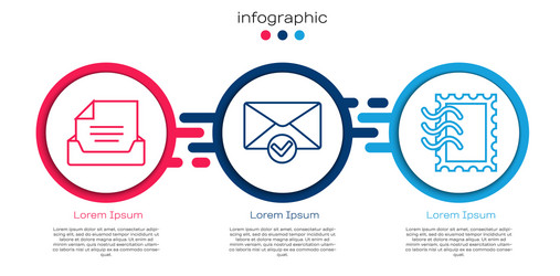 set line drawer with document envelope and check vector image