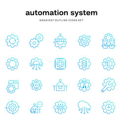 Set of gradient outline icons for auto automation vector