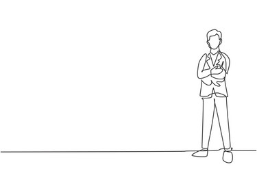 Continuous one line drawing standing man Vector Image