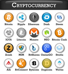 Set of cryptocurrency icon vector