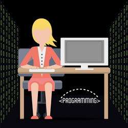 web developer working on computer programming vector image