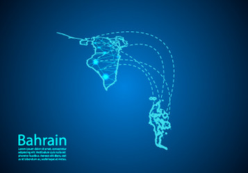 Bahrain map with nodes linked by lines concept vector