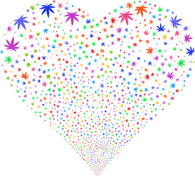 Cannabis fireworks heart vector