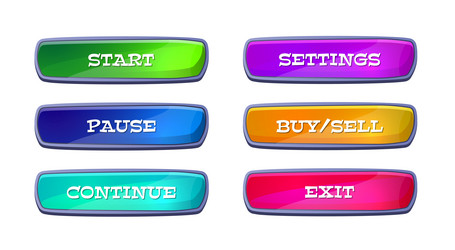 game menu buttons with text set vector image