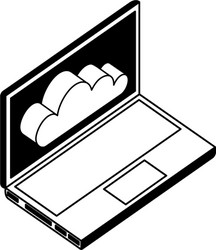 Laptop computer with cloud computing isometric vector