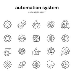 set of line icons for an automaton system vector image