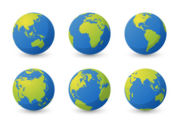 Set Planet Earth Earth Globe World Maps Royalty Free Vector