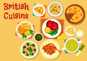 british cuisine fish and meat dishes icon vector