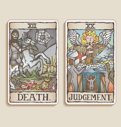 Death and Judgment Tarot Cards Vector Image