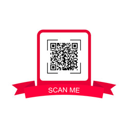 red frame with ribbon for qr code vector image