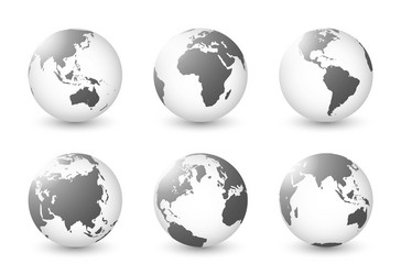 Set Planet Earth Globe World Maps Royalty Free Vector Image