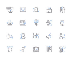 television outline icons collection vector