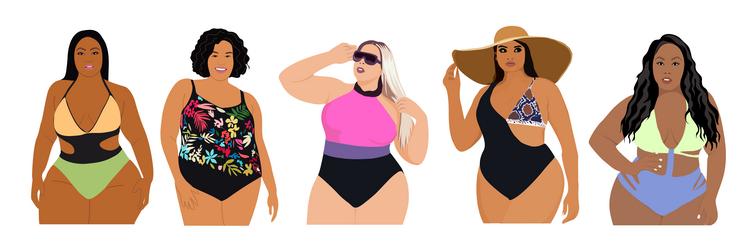 curvy girl in bikini realistic vector