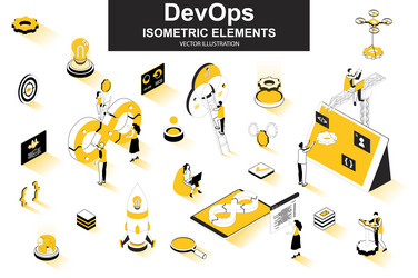 devops bundle of isometric elements startup vector
