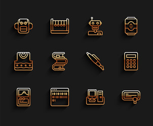 set line card game binary code school backpack vector image