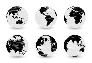 Set Planet Earth Earth Globe World Maps Royalty Free Vector
