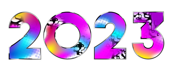 Abstract gradient halftone 2023 number design vector