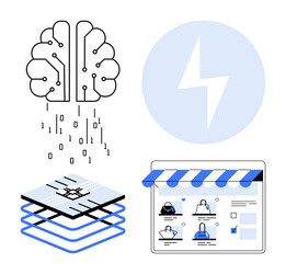 ai-powered retail neural network data flow and e vector image