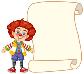 cheerful cartoon clown presenting an empty vector image