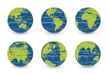 Set Planet Earth Earth Globe World Maps Royalty Free Vector
