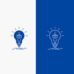 3d cube idea bulb printing box line and glyph web vector image