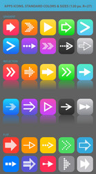 Apps navigation icons set with arrows for ui vector