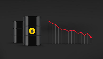 Falling oil price concept black barrels and chart vector