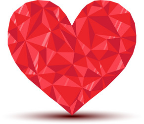 polygonal ruby heart with reflection and shadow vector image